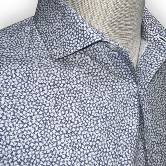 Z Zegna Slim Fit Cotton Shirt with Leaflet Jacquard AOP Long Sleeve BU Sz L - Picture 3 of 10